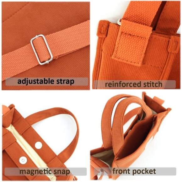 Corduroy Tote Bag for Women Work Crossbody Purse for - Picture 3 of 6